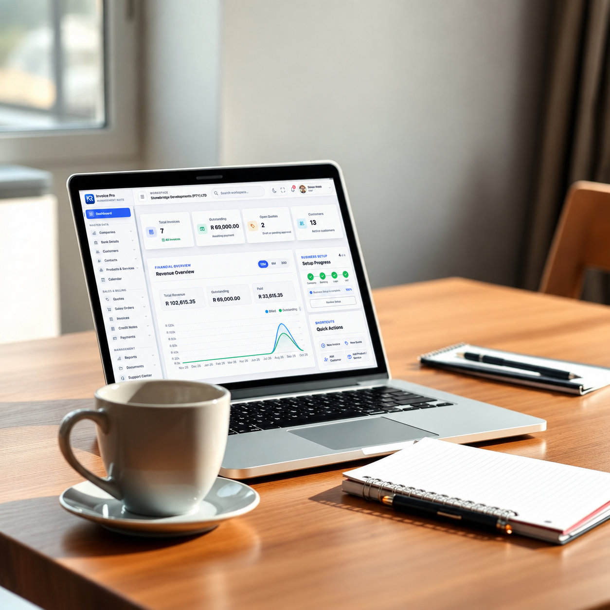 KR Invoice Pro dashboard on a laptop